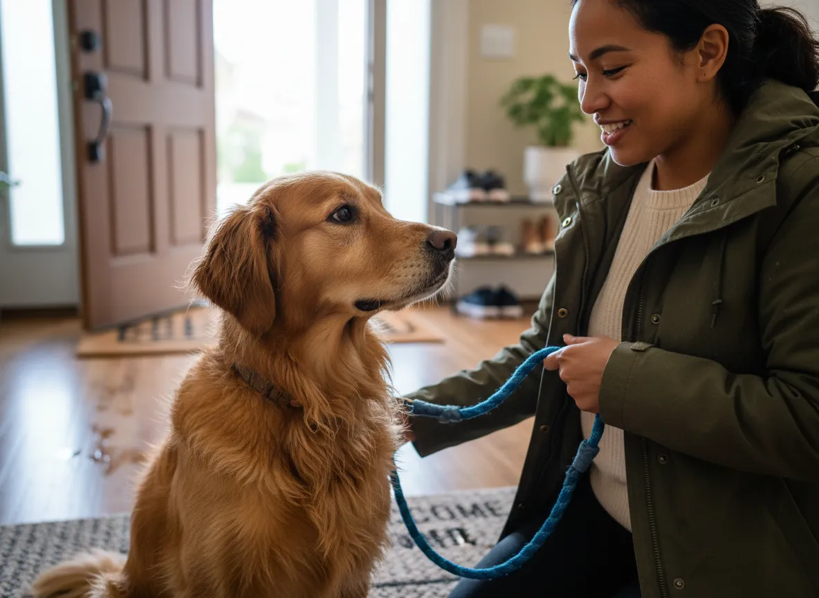Golden Retriever Deler Hjertevarmende Prat Etter Gåturen