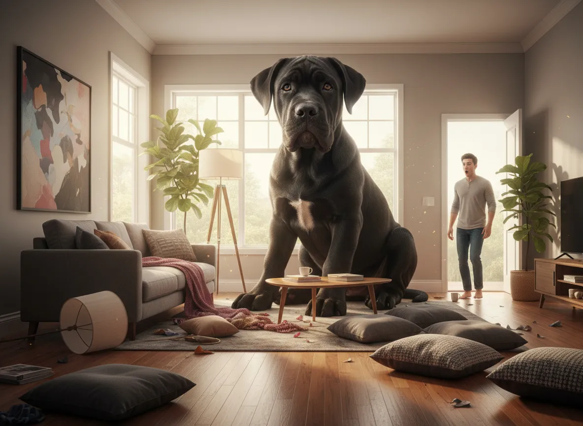 Kjempestor Valp Overrasker Eier med Møbeloverraskelse